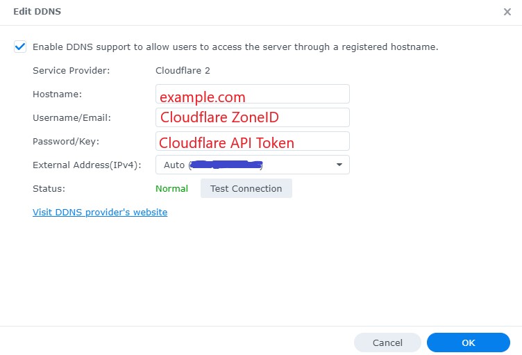 Synology DDNS config